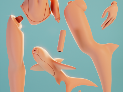 Furry Shark 1 Furry Modello di stampa 3D