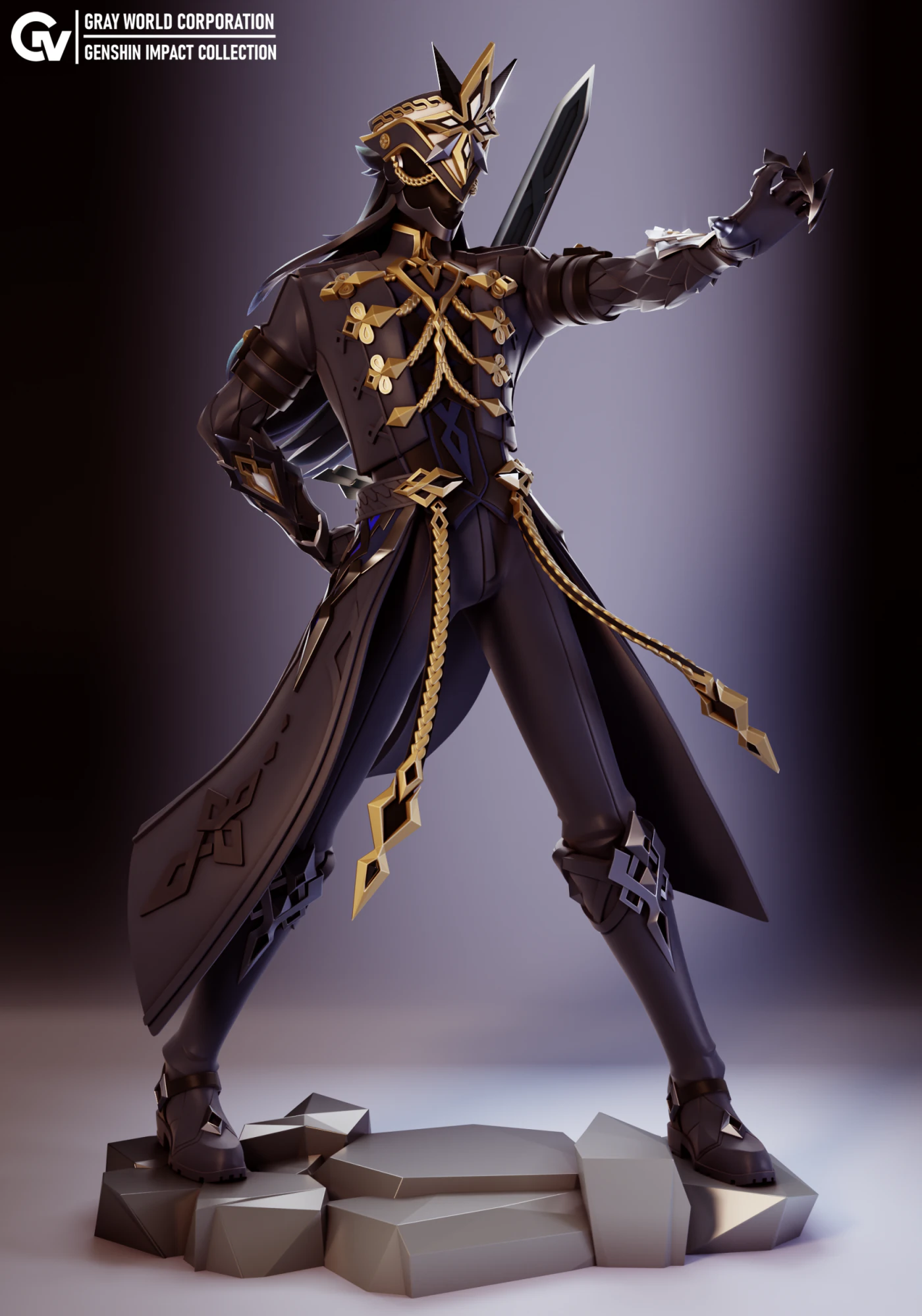 Capitano Genshin Impact 3D Print Model .c4d .max .obj .3ds .fbx .stl .blend