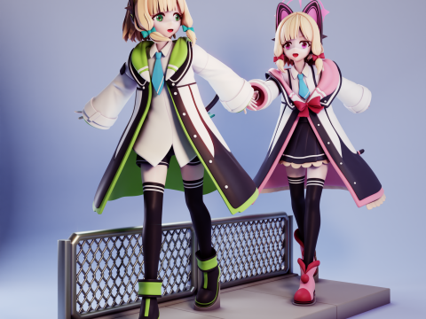Midori And Momoi Blue Archive 3D Принт Модель