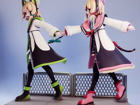 Midori And Momoi Blue Archive 3Dプリントモデル