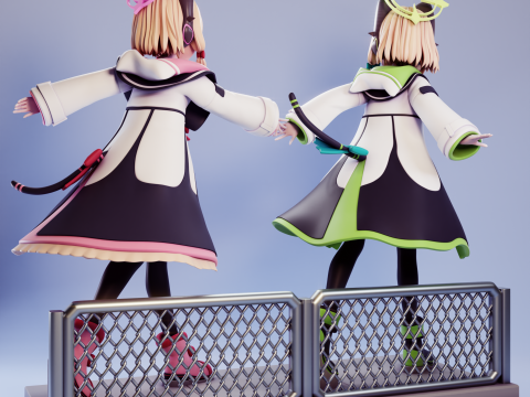 Midori And Momoi Blue Archive 3Dプリントモデル