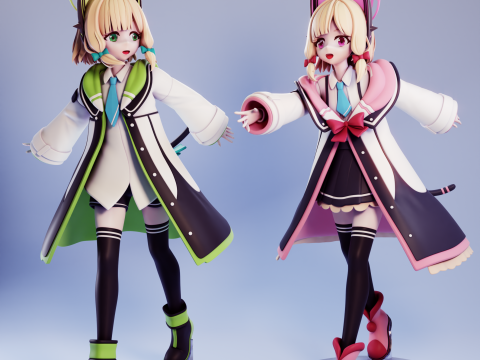 Midori And Momoi Blue Archive 3Dプリントモデル