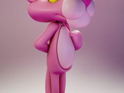 Shaking Head Pink Panter 3D Print Model