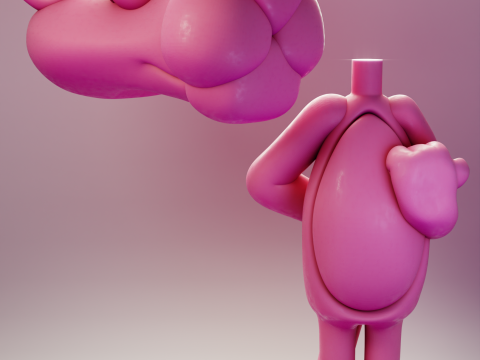 Shaking Head Pink Panter 3Dプリントモデル