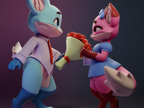 Fox Valentines Day Furry 3D Print Model