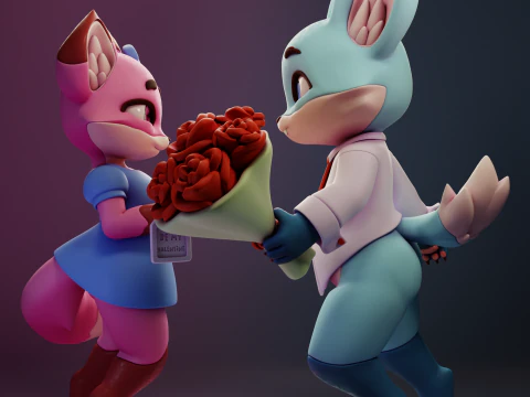 Fox Valentines Day Furry 3D Print Model