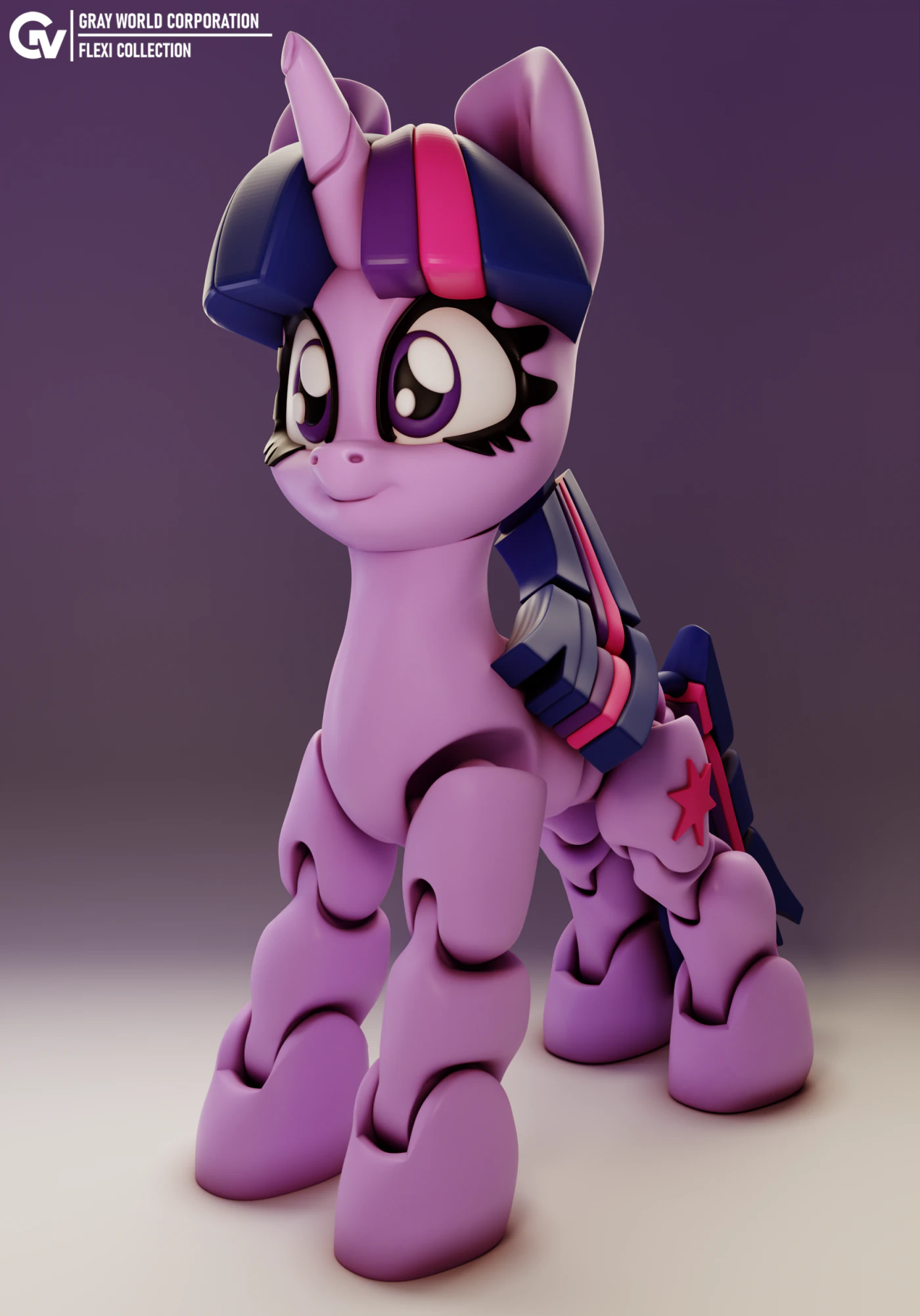 Flexi Twilight Sparkle My Little Pony 3D Print Model .c4d .max .obj .3ds .fbx .stl .blend 