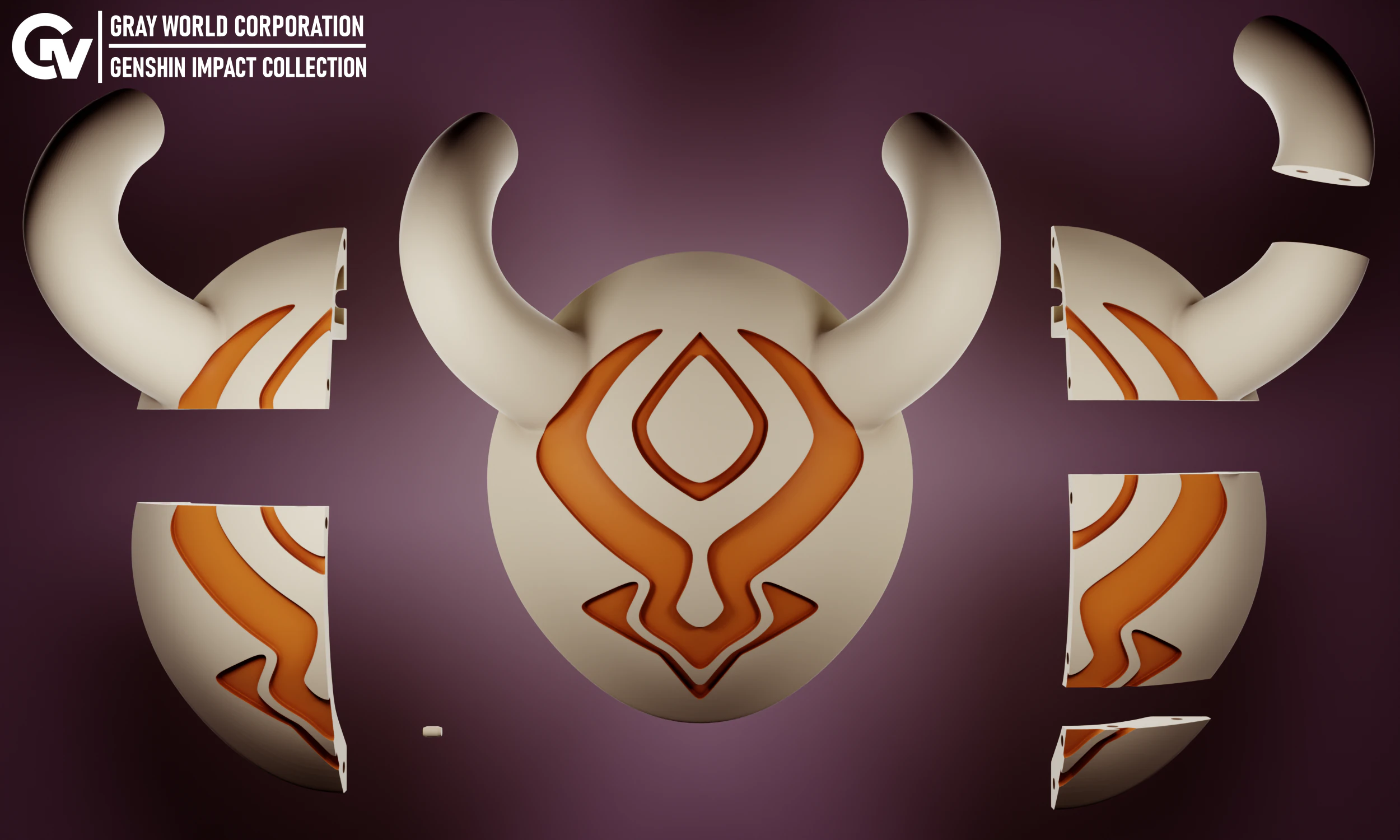 Hilichurl Mask Genshin Impact 3D Print Model .c4d .max .obj .3ds .fbx .stl .blend 
