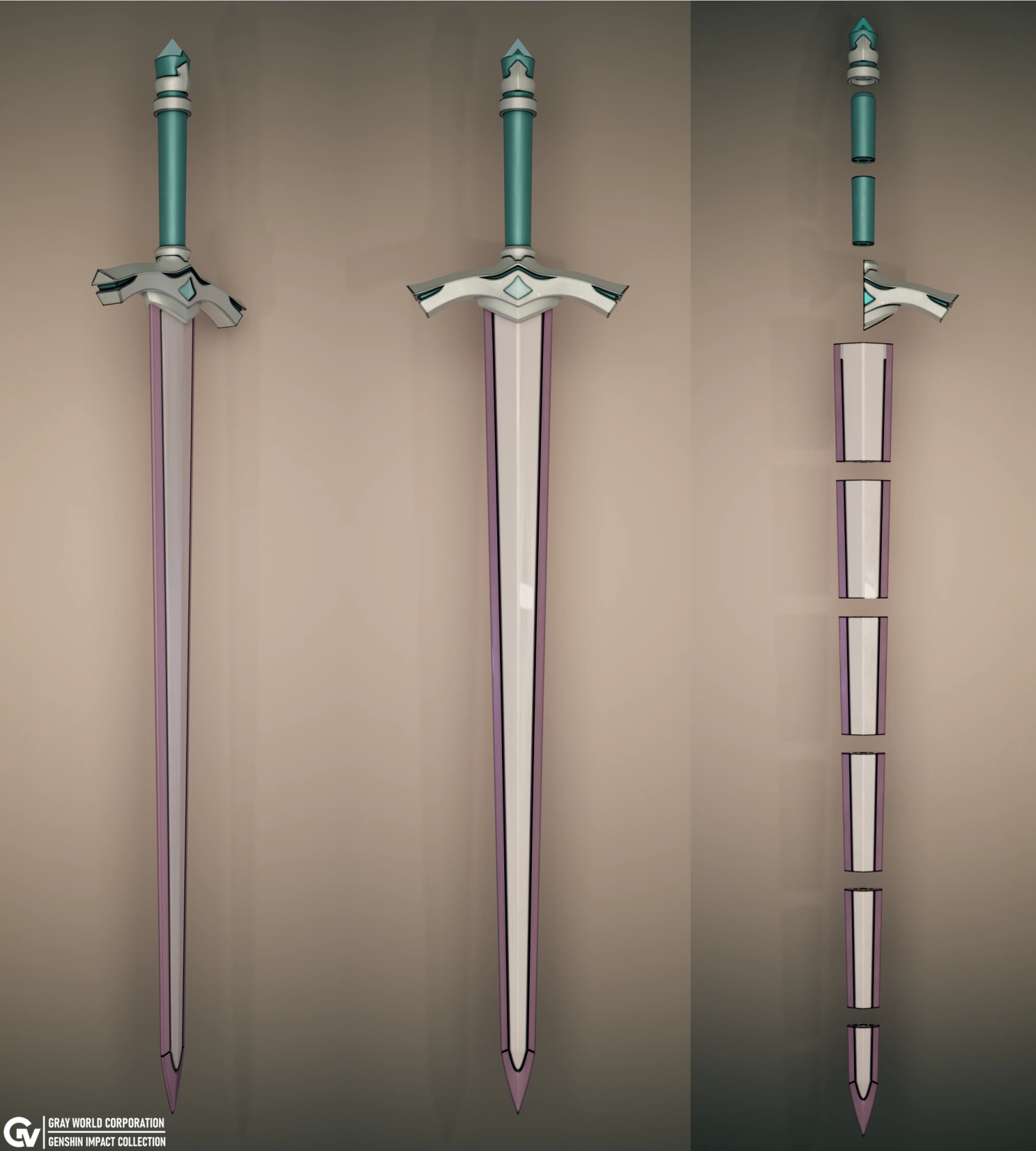 Dull Blade Genshin Impact 3D Print Model .c4d .max .obj .3ds .fbx .stl .blend