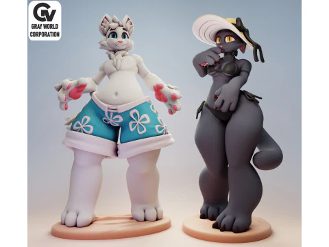 모피 고양이 3 3D 프린트 모델