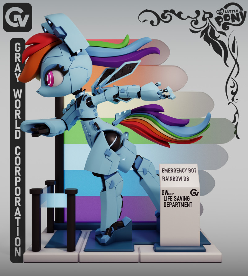 Emergency Bot Rainbow D8 My Little Pony 3D Принт Модель .c4d .max .obj .3ds .fbx .stl .blend