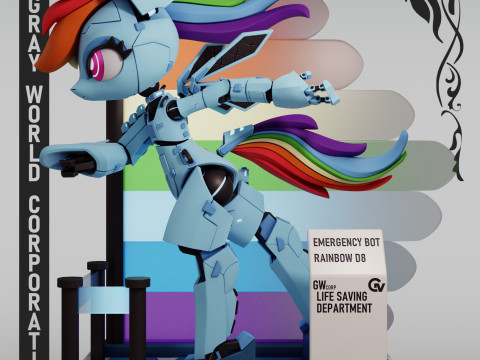 Emergency Bot Rainbow D8 My Little Pony 3D Baskı Modeli