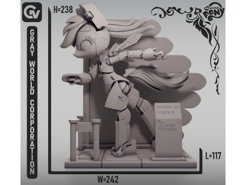 Emergency Bot Rainbow D8 My Little Pony 3D Принт Модель