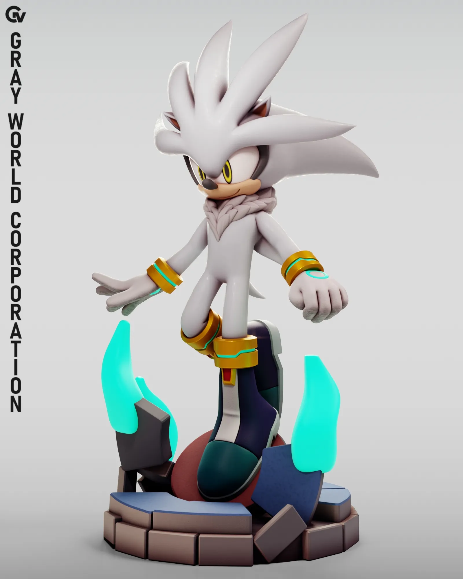 Silver The Hedgehog Sonic The Hedgehog 3D Print Model .c4d .max .obj .3ds .fbx .stl .blend