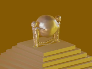 men holding a stone 3D Model