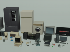 30 low poly electronic and household appliances 3D Model