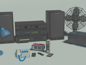 30 low poly electronic and household appliances 3D Model
