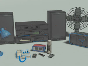 30 low poly electronic and household appliances 3D Model