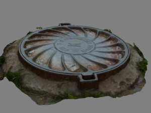 high-poly scanned sewerage hatchway Modelo 3D