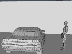 人々 車 家と 3 つ 3Dモデル