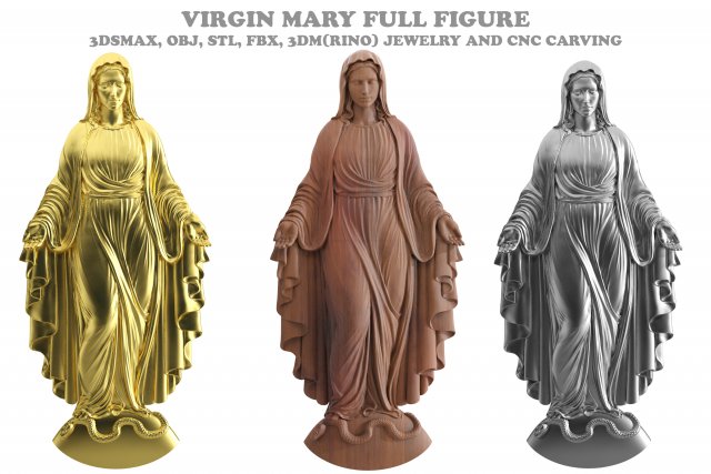 virgin mary full figure pendant 1 Modèle 3D .c4d .max .obj .3ds .fbx .stl .blend 