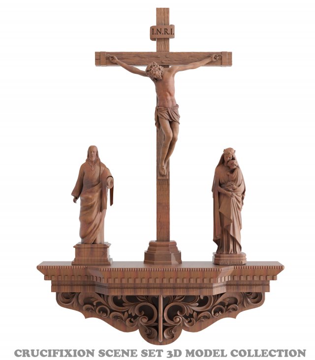 crucifixion scene set 1 3D Model .c4d .max .obj .3ds .fbx .stl .blend 