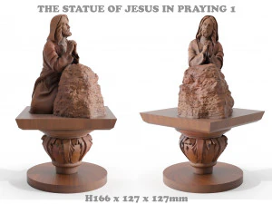 la statue de J&eacute;sus est assise et prie 1 Modèle 3D