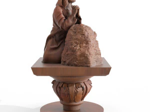 the statue of jesus is sitting and praying 1 3D Model