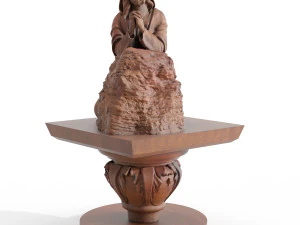the statue of jesus is sitting and praying 1 3D Model