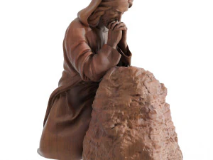 the statue of jesus is sitting and praying 2 3D Model