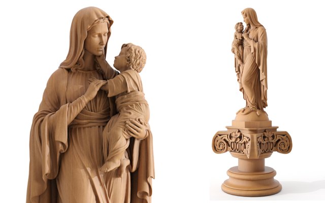 mary with child statue 01 3D 模型 .c4d .max .obj .3ds .fbx .stl .blend 