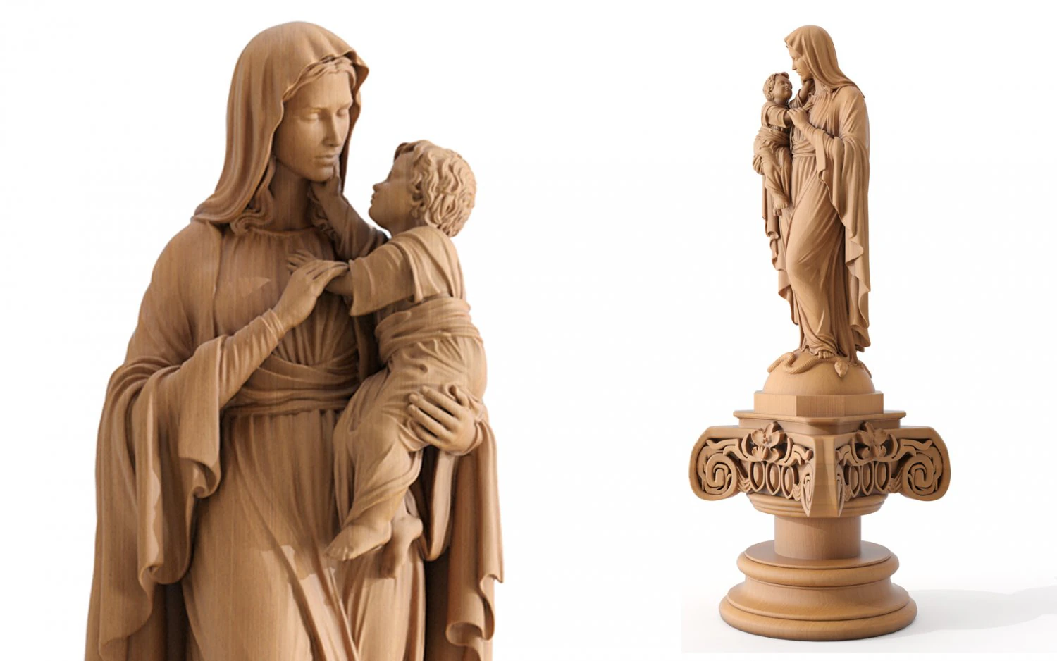 mary with child statue 01 3D Model .c4d .max .obj .3ds .fbx .stl .blend 