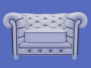 chesterfield blue armchair 3Dモデル