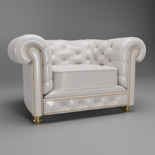 chesterfield white armchair 3D Model .c4d .max .obj .3ds .fbx .stl .blend 
