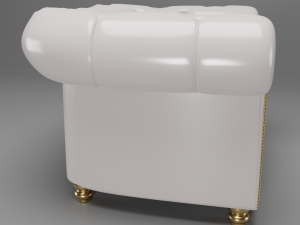 chesterfield white armchair 3D Model