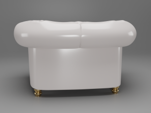 chesterfield white armchair 3D Model