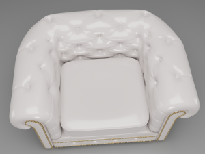 chesterfield white armchair 3D Model