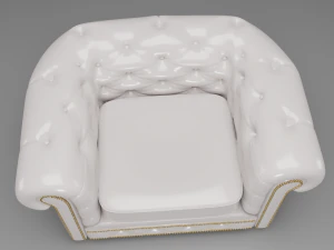 chesterfield white armchair 3D Model