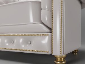 chesterfield white armchair 3D Model