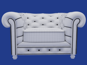chesterfield white armchair 3D Model