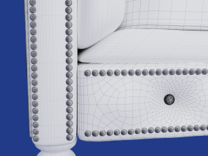 chesterfield white armchair 3D Model