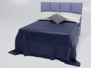 Niebieskie ł&oacute;żko Elizy Model 3D