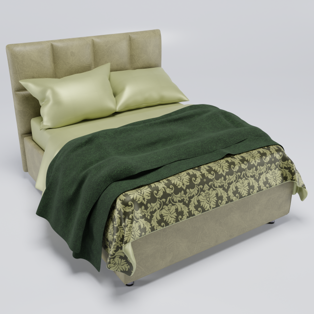 elisa beige bed 3D मॉडल .c4d .max .obj .3ds .fbx .stl .blend 