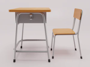 banco e sedia della scuola Modello 3D