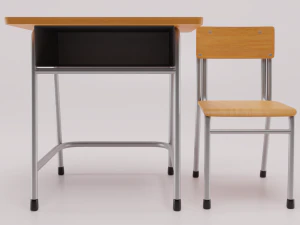 school desk and chair 3D Model