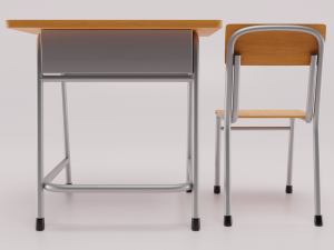 school desk and chair Modelo 3D