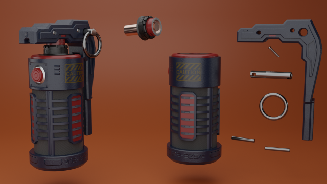 sci fi grenade Model 3D .c4d .max .obj .3ds .fbx .stl .blend 