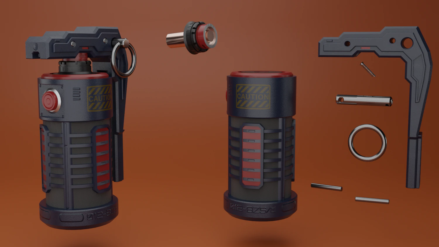 sci fi grenade 3D Model .c4d .max .obj .3ds .fbx .stl .blend 