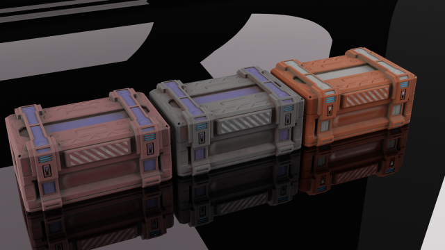 scifi container with three textures 3D 모델 .c4d .max .obj .3ds .fbx .stl .blend 