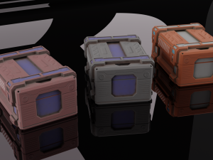 scifi container with three textures 3D 모델